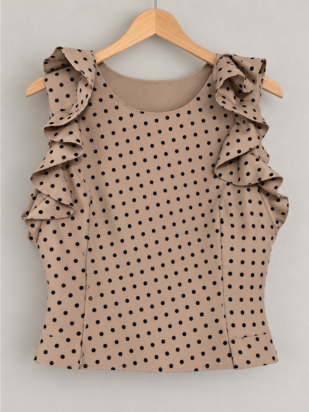 Giambattista Valli Beige Polka Dot Silk Altered Designer Top Italy XS/S #2432
